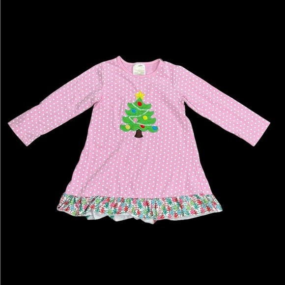 Pink Polka Dot Christmas Tree Dress - Picture 1 of 10